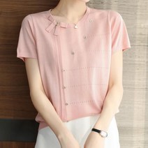 패션시그널 리본 라운드 버튼펀칭 니트 티셔츠 시즌오프