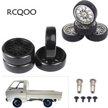4Pcs Hard Plastic RC Car Drift Tires Wheel Rim with 2Pcs 5mm Metal Hub Hex Adapter Coupling Compatib, [2] Black