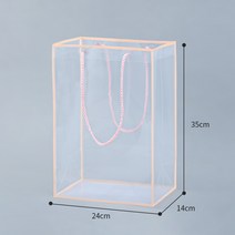 포장 케이스 플라워 핸드백 투명 방수 꽃다발 포장 박스 꽃꽂이 가방 pvc 선물 꽃 예술 제작가능, 21 테두리토트백【핑크색】