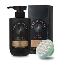 1분 블랙 염색샴푸 500ml + 두피브러쉬 증정(그린) / 새치커버 새치염색 탈모완화 갈변샴푸 흰머리샴푸, 1분 블랙 염색샴푸 500ml + 두피