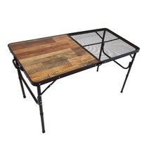 CN12060 2단높이 메쉬&우드테이블 120X60cm, 2단높이 엔틱 하프 메쉬테이블 120X60cm