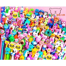캐릭터 볼펜 대용량 달란트시장 랜덤 묶음 200개, 펜0.5mm 200개+지우개 200개