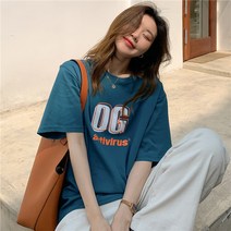 프리티글라라 여성 박시 오버핏 프린팅 반팔 티셔츠 t-08-g