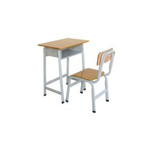 옛날 초등학교 책걸상 세트 나무 책상 의자, 파란색 학생용 책걸상 높이 75cm 고정