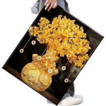 FASEN 사은품+액자 캔버스형보석십자수 DIY세트 라운드 비즈 40 X 50cm, FSE55.돈주머니와 금전수