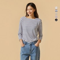 [JAJU/자주] 여 프렌치 리넨 7부 티셔츠 5종택1