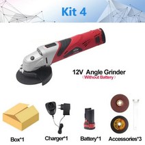4 in 1 무선 해머 드릴 M10 앵글 그라인더 폴리 셔 연마 도구 12V 2.0Ah 리튬 배터리가있는 지그 톱 컷 우드 NEWONE, 중국, AU, 키트 4