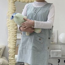 데코나인 어린이집앞치마 스트라이프 원피스 주방 빅사이즈, 스트라이프-그린