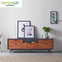 행운가구 빈센트 원목 거실장 2단 협탁 티비다이 1200 1500 낮은 북유럽 수납 TV AV장, 빈센트 6자2단 거실장_네이비