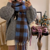 체크 소프트 부클 수술 롱 목도리 빅 머플러 겨울 데일리