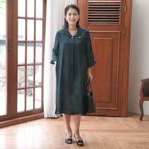 N2593 천연염색 인견 카라원피스중년여성의류