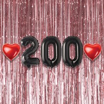 200일 이벤트 포토존 세트 아기 기념일 커플 축하 기념 숫자 풍선 하트, 04.커튼-(로즈골드)-200(소)-블랙