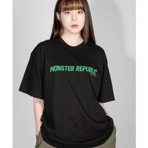 몬스터 베이직 로고 티셔츠 블랙 (라이트그린)