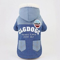 모모도퀸 해피타임 데님 코트 애견코트, 블루
