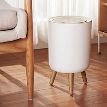 호프너 원터치 라운드 원목 우드 나무 인테리어 휴지통 7L, 1개