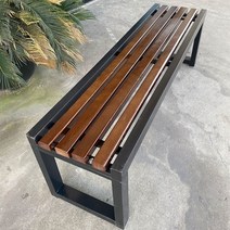 원목 평벤치 카페 정원 공원 의자 야외 벤치 의자, 180x40x45 블랙 프레임 호두 색상