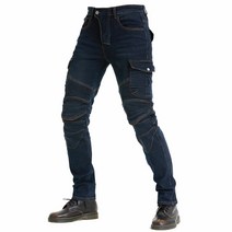 VOLERO 오토바이 청바지 할리 바지 레이싱 팬츠, 보호 장비가 없는 JES-6 파란색 느슨한, S