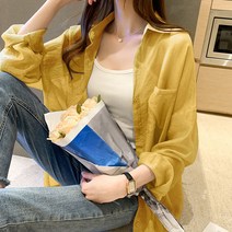 쉬폰가디건 여름옷 배기 레쉬 코트 여성 셔츠 2022 오버핏 미디 롱 상의 4977366182