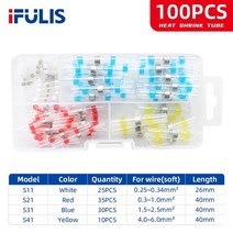 전선 터미널 단자 압착기 세트 100pcs 열 수축 솔더 키트 방수 와이어 커넥터 절연 전기 맞대기 스플 라이스 씰 슬리브 튜브 31, 100pcs 박스 세트 b
