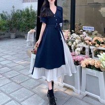 하객 원피스 V넥 롱 드레스 로브 플라야 여름 여성 캐주얼 어반 트렌디 옷 가운 기본