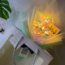 LED 홀로그램 꽃다발 빛나는꽃 졸업식 여자 친구선물 크리스마스 빼빼로데이 화이트데이 로즈데이, 핑크, 한송이
