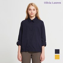 올리비아로렌 올리비아로렌 밑단스트링 셔츠카라 블라우스_VOCNLVF7221