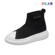 몬드스팟 4cm 여성 니트 삭스 스니커즈 하이탑 패션운동화 블랙 (DM810)