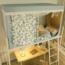 기숙사 텐트 암막 차양 이층침대 대학생 여학생 침대커튼, 폭 90 길이 190 높이 110 핑크리본