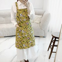 No54 수키수홈 피오니 린넨 방수 앞치마, 옐로우, 1개