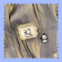 시크한 에어팟 호환 반투명케이스+아크릴키링 세트 포차코 puppy Airpods 1 & 2 &3& Pro 호환 우아한 보호 커버 선물, 옐로우, 프로2세대