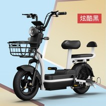 가성비 전기 자전거 미니 장거리용 출퇴근 자출용 배달용, 배터리45-65km-퓨어 블랙, 옵션