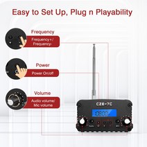 CZE-7C 교회용 FM 송신기 영화 드라이브용 마이크 MP3 방송 라디오 방송국 76 ~ 108MHz 12V 7W 1W, 1개