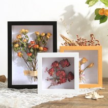 드라이 플라워 보존 액자 diy 입체 중공 36cm 두께감 표본 식물 곤충 전시 액자 입체 액자, 정사각형 16인치 [내경 40.6*40.6] 벽걸이, 나뭇결-중공 6cm