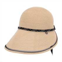 여성 프린트 스트링 포인트 천연초 와이드챙 햇, BG_56