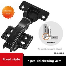 하드웨어 블랙 가구 경첩 스테인레스 스틸 도어 유압 댐퍼 버퍼 소프트 클로즈 캐비닛 주방 하드웨어 1 개, 302-3 Full overlay