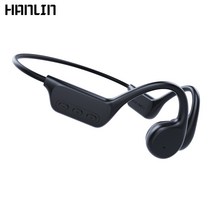 HANLIN 서라운드 골전도 블루투스5.3 무선 이어폰 IPX8 완벽 방수 스포츠 수영 전용 헤드셋 +32GB 메모리 내장, 블랙