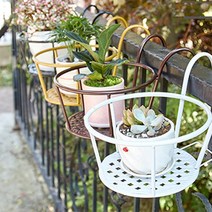 베란다 원형 화분 받침대/ 화분걸이 철제걸이 창틀선반 식물진열대 거치대, 화이트