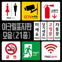 티네유 픽토그램 아크릴표지판 cctv 소화기 wifi 화장실 금연 비상구 표시 미세요 당기세요 고정문 자동문 표지판, 고정문 표지판