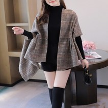 간편 코트 숄 가디건 망토 판쵸 입는 케이프 체크무늬 프리사이즈