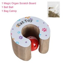 고양이 장난감 움직이는 애완 동물 스크래치 보드 매직 오르간 개박하 벨 볼 라운드 액세서리 Gatos 스크래칭 그라인딩 클로 체이스 인터랙티브, White 1