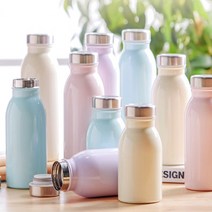 오슬로 안새는 친환경 우유병 파스텔 커플 직장인 선물용 소형 여름 겨울 텀블러 초등학생 어린이집 유치원 물통, 핑크, 260ml