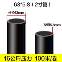 PE 농수관 PE 25mmx50M 100M관 농업용 관수자재 PE관 20/25/30/40/50 50m/100m 농업용, 두꺼운 63x5.8 2인치 16 압력 100미터