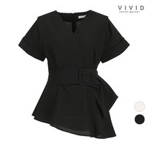 비비드시크릿가너 VIVID 여성 여름 벨트장식 반팔 자켓형 블라우스