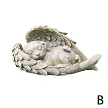강아지유골함 강아지추모함 반려견죽음 천사 고양이 공물 애완 동물 동상 조각 야외 정원 천사의 날개 애완 동물 기념 장식 인형 잠자는 묘비 re y4g2, b