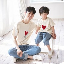 국내생산 사랑해요 반팔 아빠와아기 21B01MK/ 패밀리룩 가족사진의상