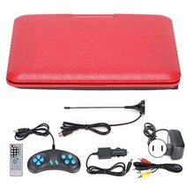 16.8cm(6.8인치) 휴대용 DVD 플레이어 자동차 TV 플레이어 휴대용 HD 어린이 DVD 플레이어 다기능 편리한 모바일 DVD 플레이어 자동차 및 실외용 110‑240V(, Red