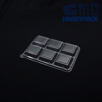 직사각 포장 다용도 투명 6칸용 뚜껑 배당 반찬 샐러드 6칸 용기 100개