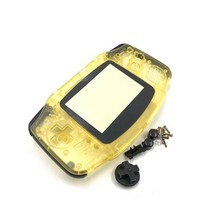 대신물산마켓 간지 게임 보이 어드밴스 GBA 콘솔용 하우징 셸 케이스 커버 + 스크린 렌즈 프로텍터 스틱 라, 한개옵션1, 08 clear gold yellow