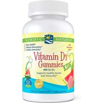 노르딕내추럴스 키즈 비타민D3 400IU 구미 워터멜론 120정 Nordic Naturals Vitamin D3 Gummies Kids, 4개