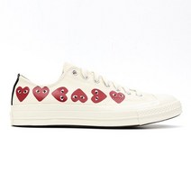 꼼데가르송 (당일) 22FW 컨버스 척테일러 멀티 하트 로고 1970S 화이트 로우 스니커즈 P1K117 WHITE
